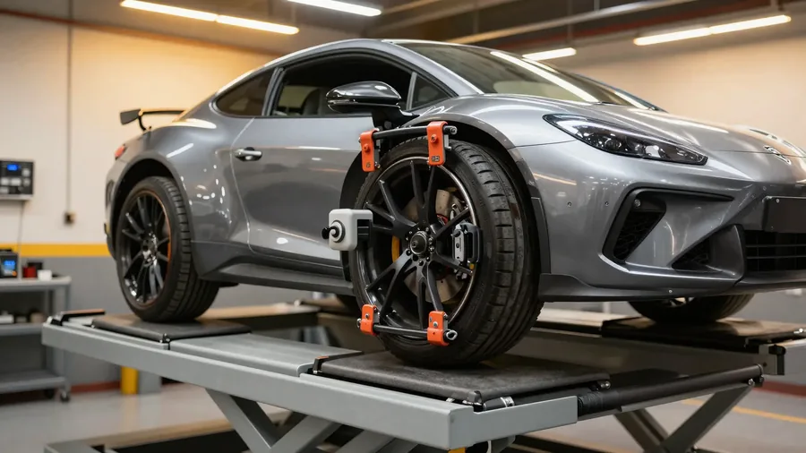 Wheel alignment on the rack
